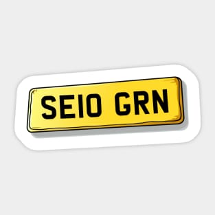 SE10 GRN Greenwich Number Plate Sticker